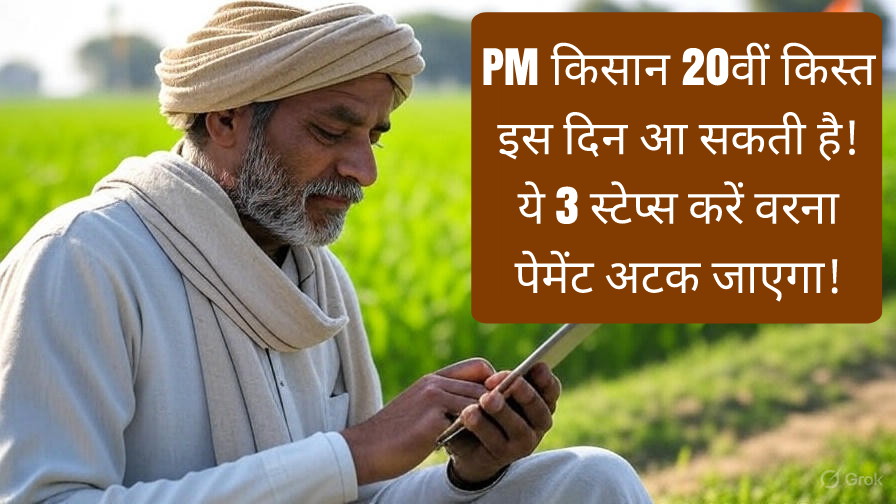 PM Kisan 20वीं किस्त इस दिन आ सकती है! ₹2,000 पाने के लिए बस ये 3 स्टेप्स करें वरना पेमेंट अटक जाएगा! 💸
