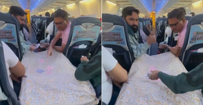 Unbelievable! Men Turn Flight Aisle into Casino – Watch the Viral Video That Has Everyone Shocked!